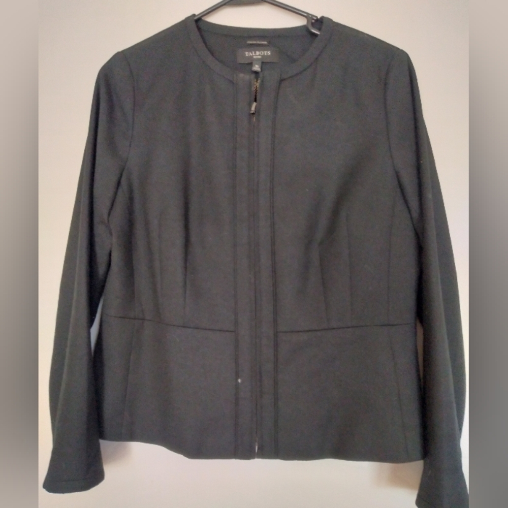 Talbots Women's Wool  Classic Black Blazer Preppy Causal Chic
